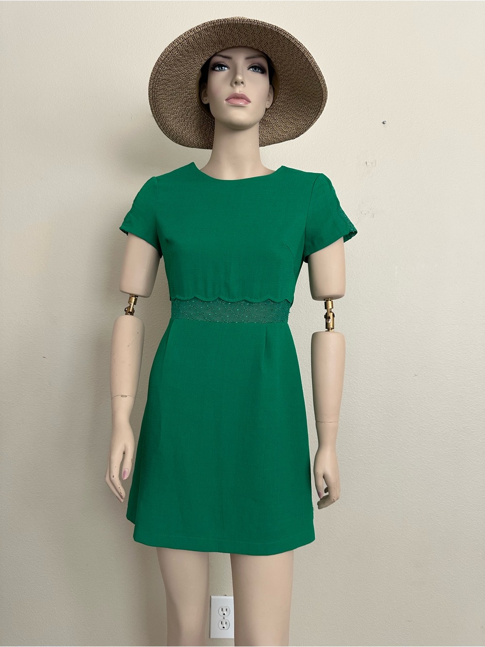 Esley Emerald Green Short Sleeve Mini Dress